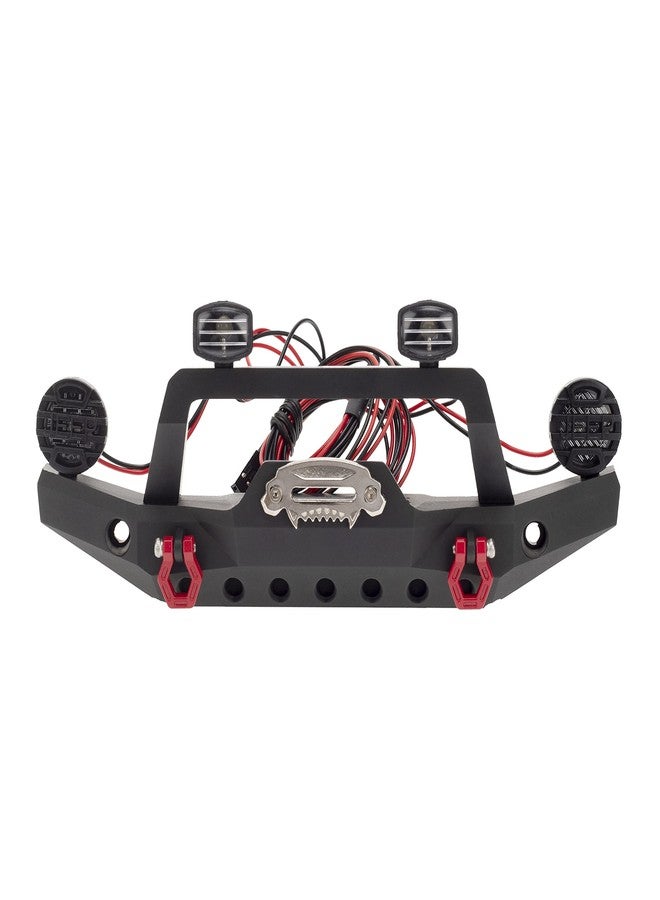Treehobby Aluminium Alloy Anti-Collision Front/Rear Bumper Protective Bar with LED Lights Compatible with Axial SCX10 90046 TRX-4 SCX10 iii AX103007 1/10 RC Crawler Car Upgrade Parts (Front Bumper) - Image 1